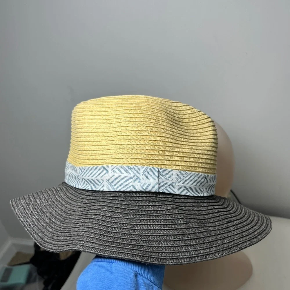 Permanent Vacation Two Tone Paper Woven Floppy Brim Hat One Size
